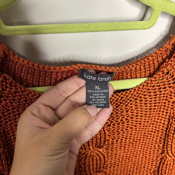 Kate Landry Orange Short Sleeve Sweater Sz XL - Picture 5 of 11